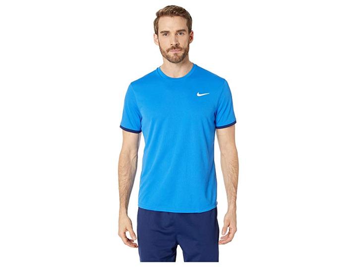 Nike Nikecourt Dri-fit Short Sleeve Tennis Top (signal Blue/blue Void/blue Void) Men's Clothing