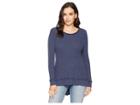 Dylan By True Grit Burnout Waffle Long Sleeve Asymmetrical Top (indigo) Women's Clothing