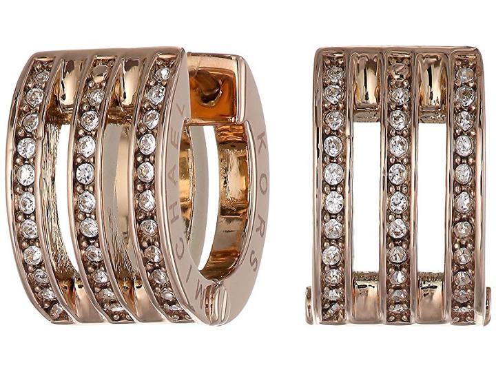 Michael Kors Pave Huggie Earring (rose Gold) Earring