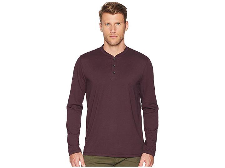 Perry Ellis Pima Stretch Henley (port) Men's Clothing