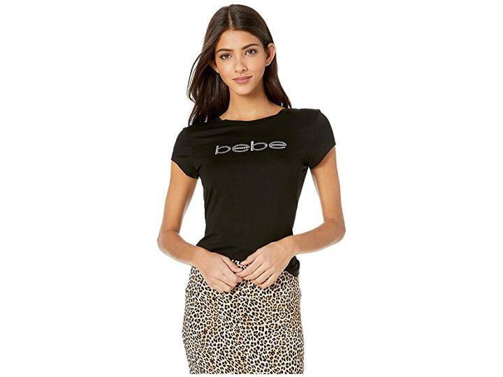 Bebe Dallas Logo Tee (black) Women's Clothing