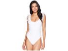 Kenneth Cole Lacy Days Ruffle U-neck One-piece (white) Women's Swimsuits One Piece