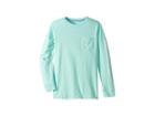 Vineyard Vines Kids Long Sleeve Two-tone Village Whale Pocket T-shirt (toddler/little Kids/big Kids) (aquamarine) Boy's T Shirt