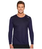 Brooks Distance Long Sleeve Shirt (heather Navy/navy Current) Men's Long Sleeve Pullover