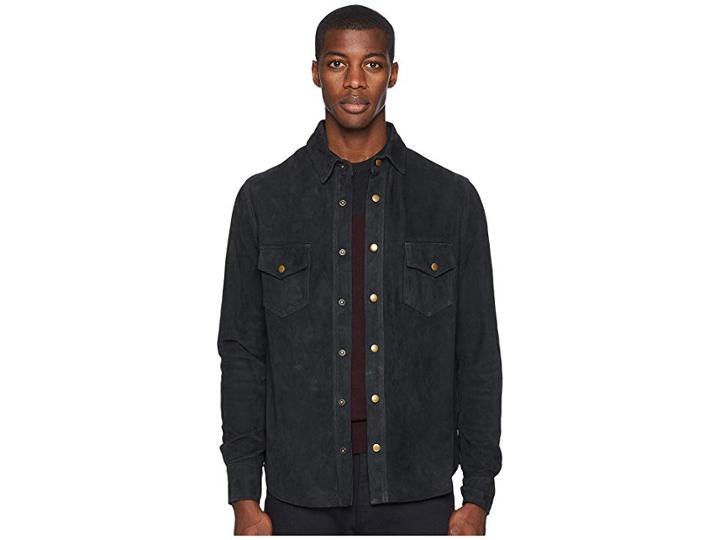Billy Reid Suede Workshirt (charcoal) Men's Clothing