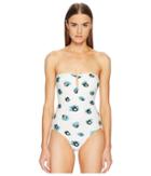 Proenza Schouler Ikat Pansy Bandeau One-piece W/ U-shape Barbell Trim (white Multi) Women's Swimsuits One Piece