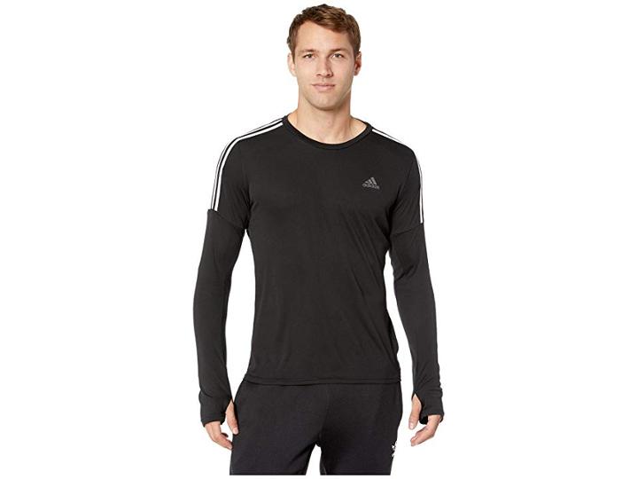 Adidas 3-stripes Run Long Sleeve Tee (black/white) Men's T Shirt
