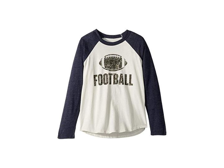 Chaser Kids Super Soft Football Print Long Sleeve Raglan Tee (little Kids/big Kids) (salt/avalon) Boy's Long Sleeve Pullover