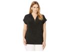 Anne Klein Plus Size Poivre Cap Sleeve V-neck Knit Top (anne Black/anne White) Women's Clothing