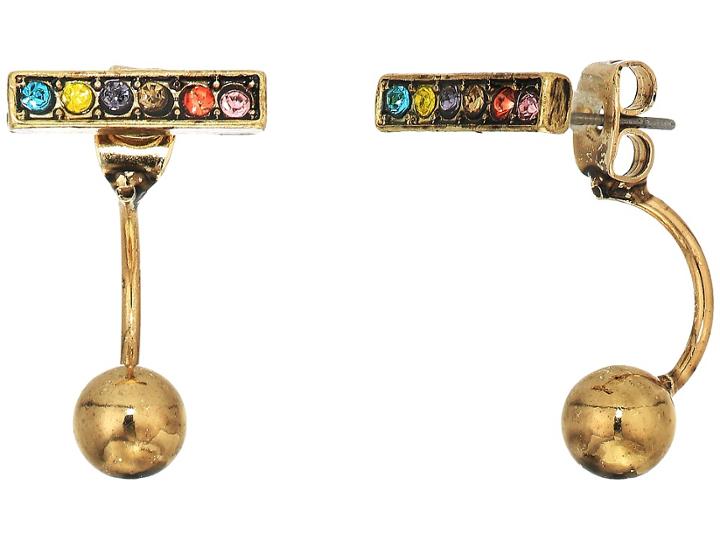 Steve Madden Casted Bar Pearl Post Earrings (gold) Earring