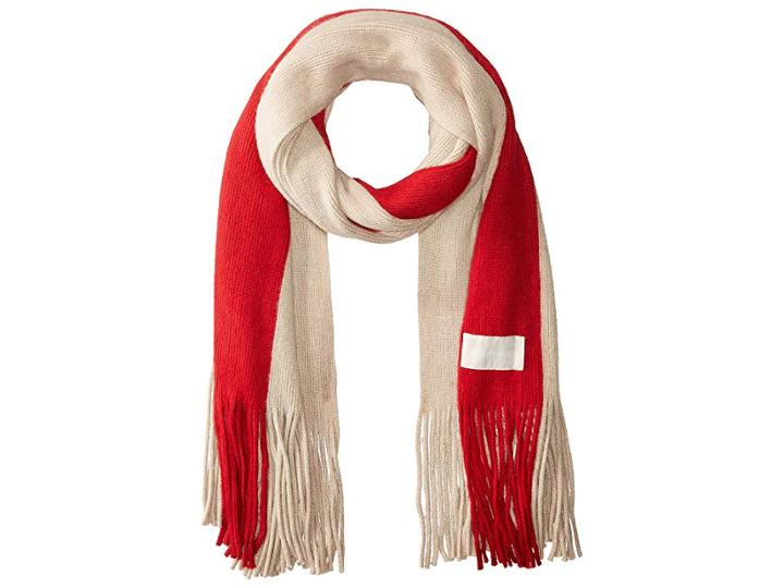 Calvin Klein Bold Stripe Scarf (heathered Almond) Scarves