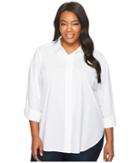 Nydj Plus Size Plus Size Wide Placket Shirt (optic White) Women's Long Sleeve Button Up