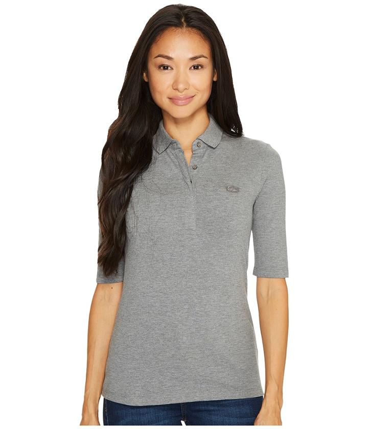 Lacoste 1/2 Sleeve Slim Fit Stretch Pique Polo (galaxite Chine) Women's Clothing