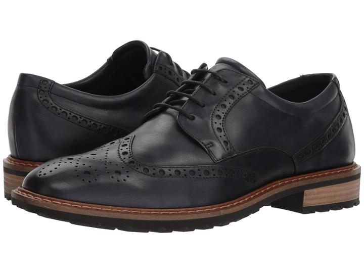 Ecco Vitrus I Wingtip Tie (denim Blue) Men's Lace Up Wing Tip Shoes