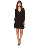 Splendid Surplice Wrap Dress (black) Women's Dress