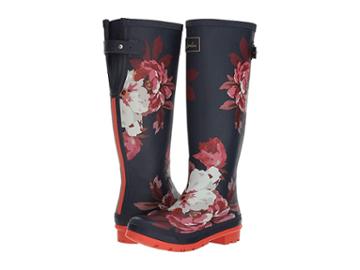 Joules Tall Welly Print (french Navy Bircham Bloom) Women's Rain Boots