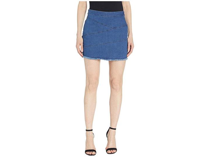 Bcbgeneration Frayed Woven Mini Skirt (medium Wash) Women's Skirt