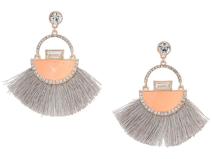 Guess Thread Fan Drop Earrings With Enamel Accents (rose Gold/crystal/pink) Earring
