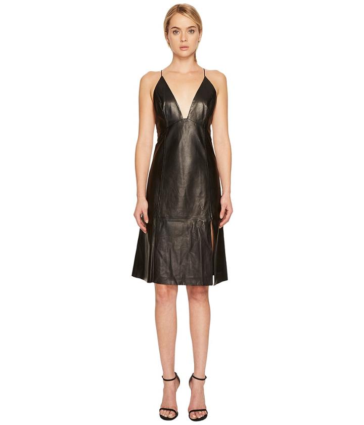 Lamarque Oria Leather Midi Dress (black) Women's Dress