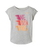 Nike Kids We Run This Modern Short Sleeve Tee (toddler) (dark Grey Heather) Girl's T Shirt