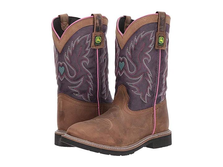 John Deere Everyday Round Toe (toddler) (distressed/black/lavender) Women's Work Boots