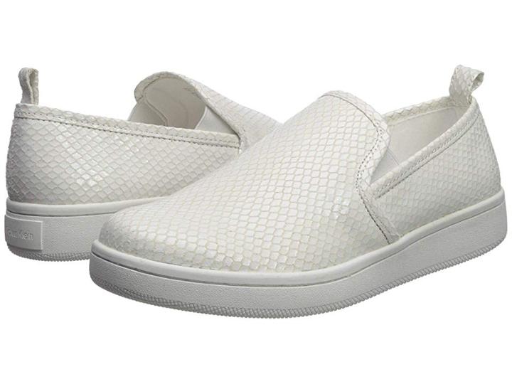 Calvin Klein Deva (white/white Snake Print) Women's  Shoes