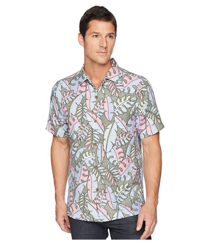 Tommy Bahama Mateo Fronds Islandzone Camp Shirt (grand Canal) Men's Clothing