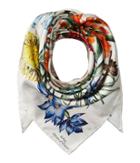Echo Design Blooms Of Oceania Silk Square (white Sand) Scarves