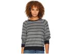Nally & Millie Brush Stripe Raglan Sleeve Top With Black Contrast (slate) Women's Clothing