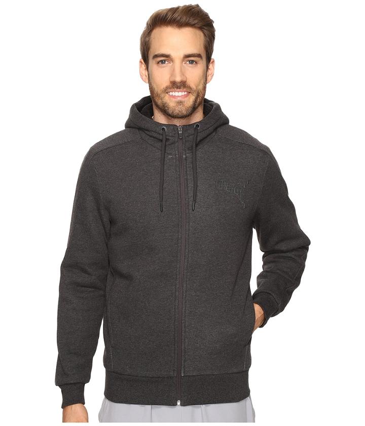 Puma P48 Core Sherpa Full Zip Hoodie (dark Gray Heather) Men's Sweatshirt