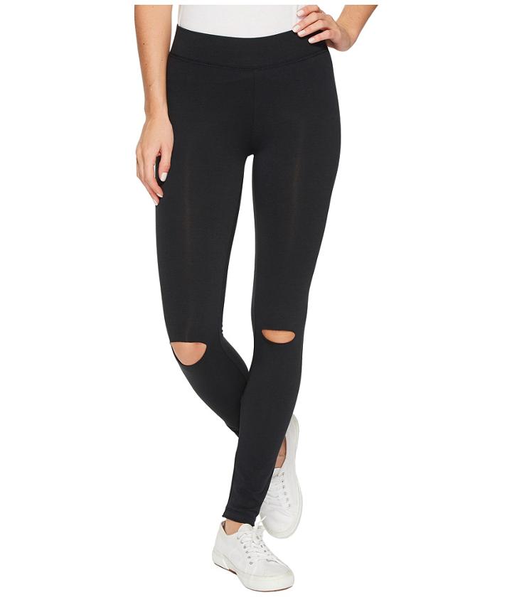 Alternative Cotton Modal Spandex Jersey Slashed Leggings (black) Women's Casual Pants