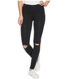 Alternative Cotton Modal Spandex Jersey Slashed Leggings (black) Women's Casual Pants