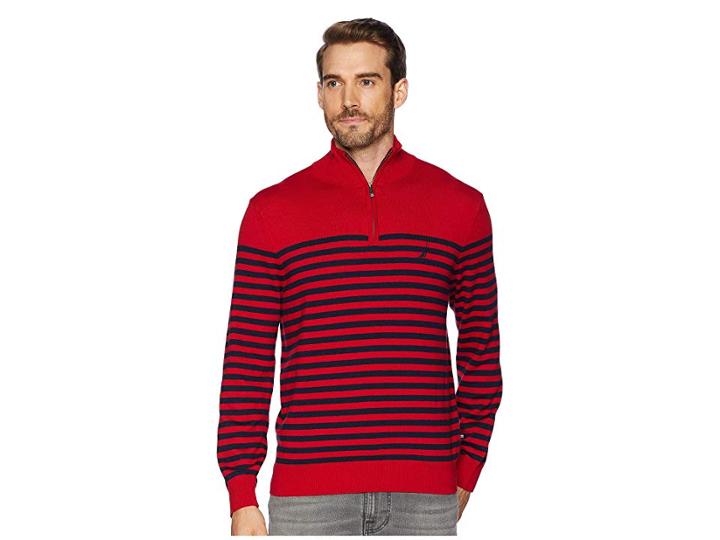 Nautica 12 Gauge 1/2 Zip Bretton Sweater (nautica Red) Men's Sweater