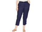 Lauren Ralph Lauren Plus Size Straight Linen Pants (navy) Women's Casual Pants