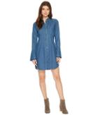 7 For All Mankind Bell Sleeve Denim Shirtdress In Pico Blue (pico Blue) Women's Dress