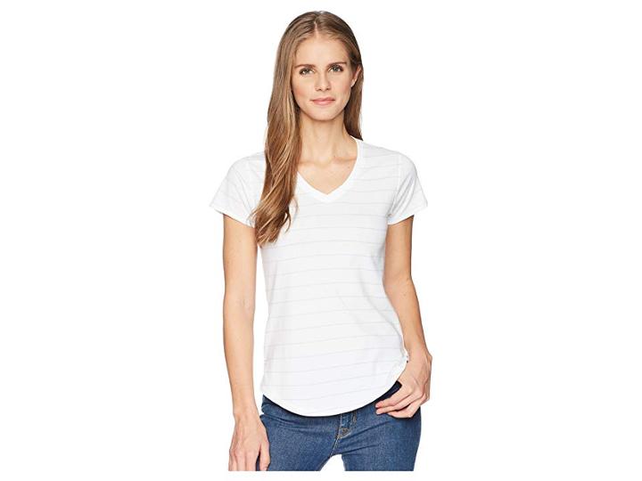 Mountain Khakis Cora Short Sleeve Crew (linen Stripe) Women's Clothing