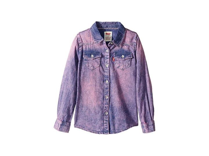Levi's(r) Kids Western Long Sleeve Denim Top (little Kids) (cylamen) Girl's Clothing