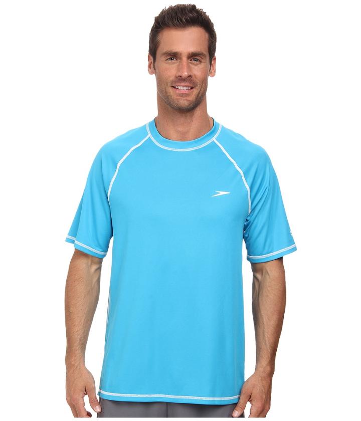 Speedo Easy S/s Swim Tee (cyan Blue) Men's Swimwear