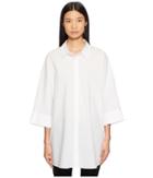 Escada Sport Neighty Button Up 3/4 Sleeve Top (white) Women's Clothing