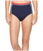 Tommy Hilfiger Strappy Stripes Strappy High Waist Bikini Bottom (core Navy) Women's Swimwear