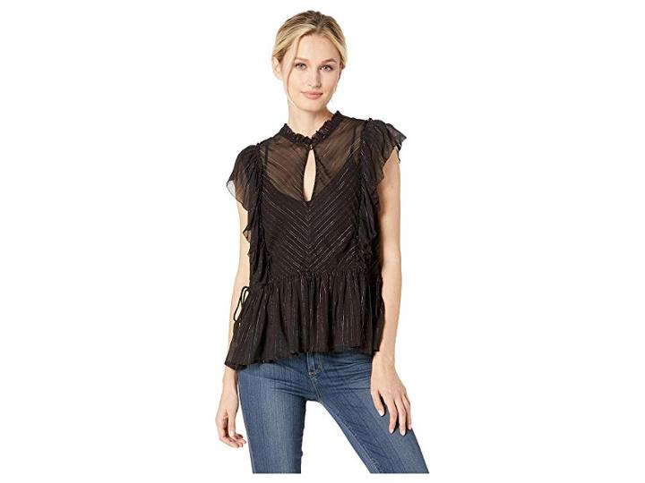 Lucky Brand Lurex Stripe Top (lucky Black) Women's Clothing