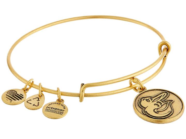 Alex And Ani Mlb(r) Baltimore Orioles Charm Bangle (rafaelian Gold Finish) Bracelet
