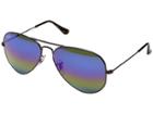 Ray-ban Rb3025 Original Aviator 58mm (dark Bronze/blue-gold-green Rainbow Mirror) Metal Frame Fashion Sunglasses