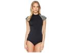 Rip Curl Day Break Cap Sleeve Uv Tee (black) Women's Swimwear
