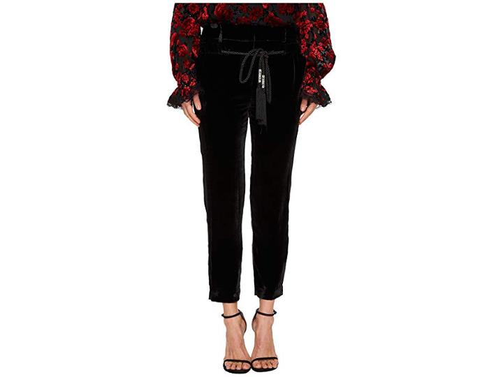 The Kooples Flowing Velvet Trousers With A Drawstring Waist (black) Women's Casual Pants
