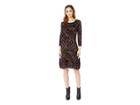 Taylor Printed Fit And Flare Sweater Dress (black/champagne/cabernet) Women's Dress