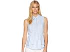 Ivanka Trump Sleeveless Collar Blouse With Ruffle Hem (ivory/gumdrop) Women's Clothing