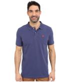 U.s. Polo Assn. Solid Cotton Pique Polo With Small Pony (dodger Blue Heather) Men's Short Sleeve Knit
