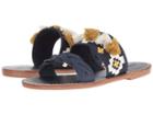 Soludos Embroidered Slide Flat Sandal (midnight Blue Leather) Women's Sandals