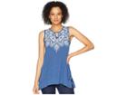 Roper 1767 Polyester Rayon Tank Top (blue) Women's Sleeveless